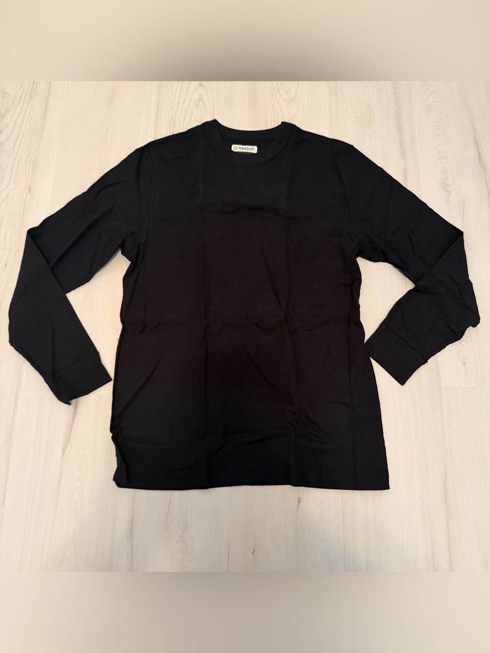 Magellan Outdoors Black Long Sleeve Waffle Warm Shirt